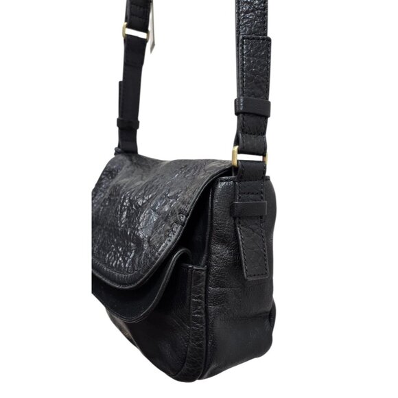 Fossil Peyton Double Flap Crossbody Small Black Leather Handbag - Picture 6 of 16